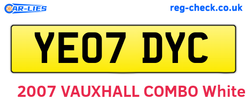 YE07DYC are the vehicle registration plates.