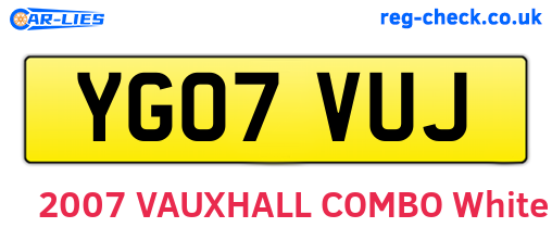 YG07VUJ are the vehicle registration plates.