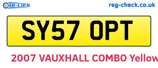 SY57OPT are the vehicle registration plates.