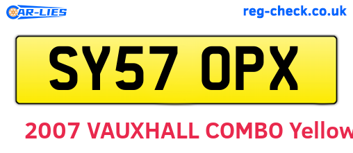 SY57OPX are the vehicle registration plates.