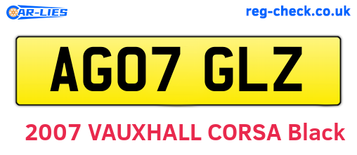 AG07GLZ are the vehicle registration plates.