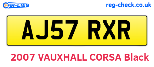 AJ57RXR are the vehicle registration plates.