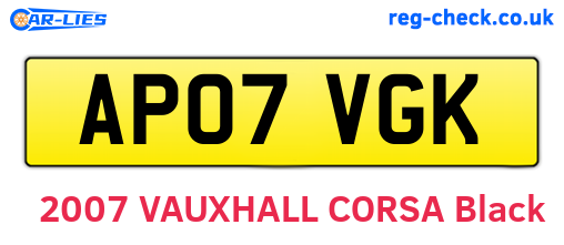 AP07VGK are the vehicle registration plates.