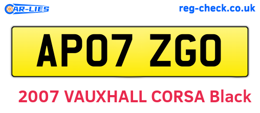 AP07ZGO are the vehicle registration plates.