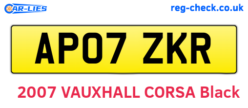 AP07ZKR are the vehicle registration plates.