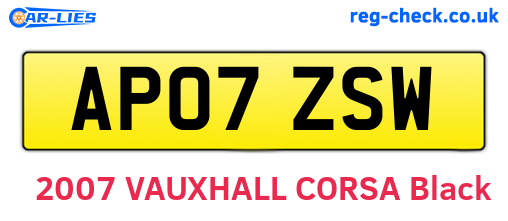 AP07ZSW are the vehicle registration plates.