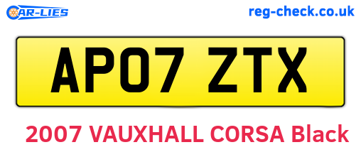 AP07ZTX are the vehicle registration plates.