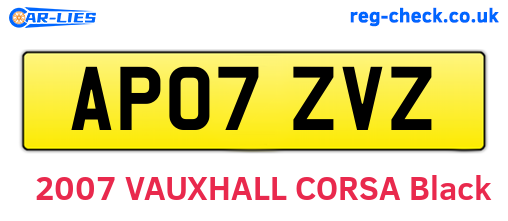 AP07ZVZ are the vehicle registration plates.