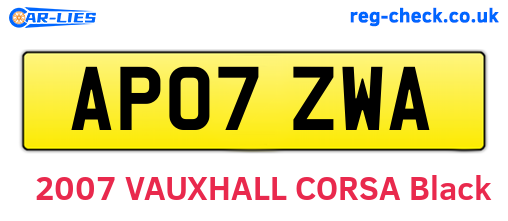 AP07ZWA are the vehicle registration plates.