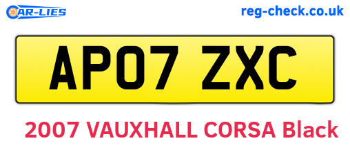 AP07ZXC are the vehicle registration plates.