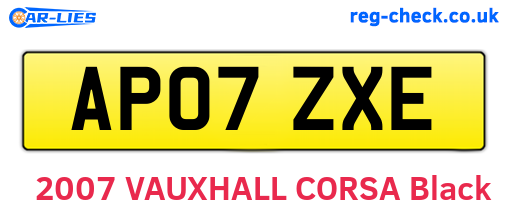AP07ZXE are the vehicle registration plates.