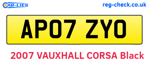 AP07ZYO are the vehicle registration plates.