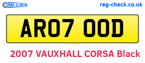 AR07OOD are the vehicle registration plates.