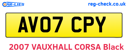 AV07CPY are the vehicle registration plates.