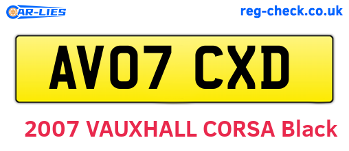 AV07CXD are the vehicle registration plates.