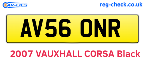 AV56ONR are the vehicle registration plates.