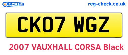 CK07WGZ are the vehicle registration plates.