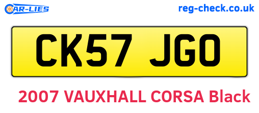 CK57JGO are the vehicle registration plates.