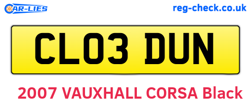 CL03DUN are the vehicle registration plates.