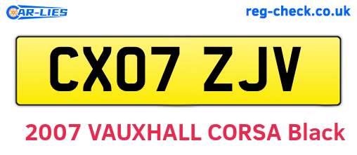 CX07ZJV are the vehicle registration plates.