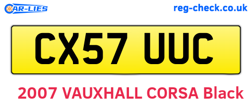 CX57UUC are the vehicle registration plates.