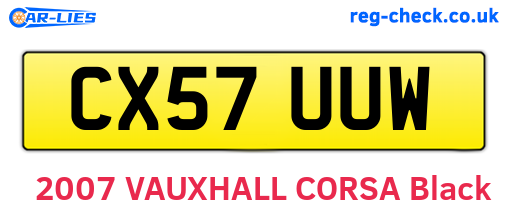 CX57UUW are the vehicle registration plates.