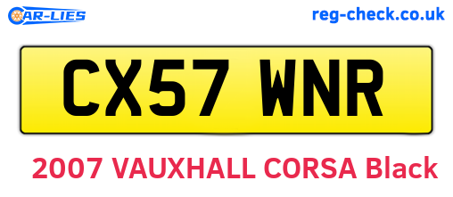CX57WNR are the vehicle registration plates.