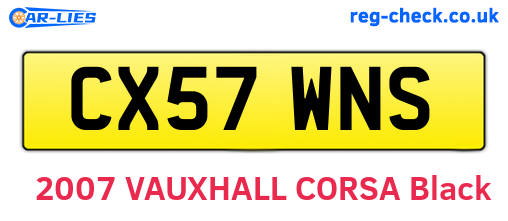 CX57WNS are the vehicle registration plates.