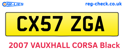 CX57ZGA are the vehicle registration plates.