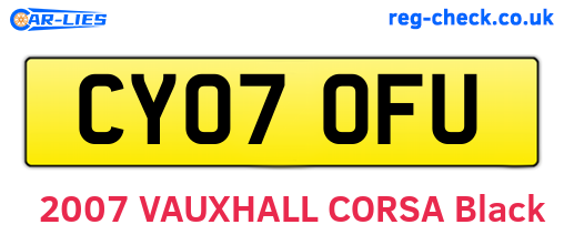 CY07OFU are the vehicle registration plates.