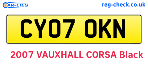 CY07OKN are the vehicle registration plates.