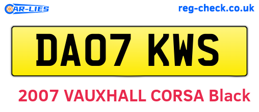 DA07KWS are the vehicle registration plates.