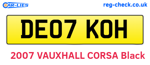 DE07KOH are the vehicle registration plates.