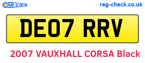 DE07RRV are the vehicle registration plates.