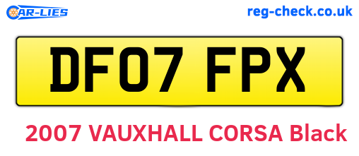DF07FPX are the vehicle registration plates.