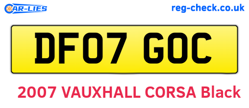 DF07GOC are the vehicle registration plates.