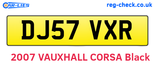DJ57VXR are the vehicle registration plates.