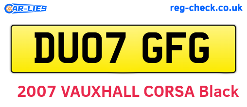 DU07GFG are the vehicle registration plates.