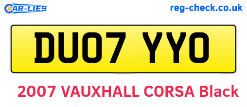 DU07YYO are the vehicle registration plates.