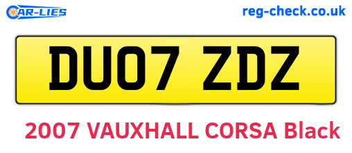 DU07ZDZ are the vehicle registration plates.