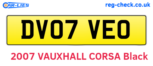 DV07VEO are the vehicle registration plates.