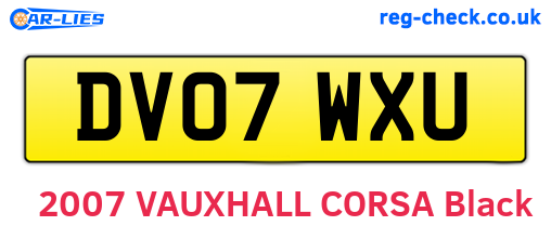 DV07WXU are the vehicle registration plates.