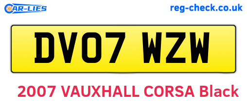 DV07WZW are the vehicle registration plates.