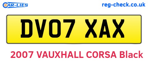DV07XAX are the vehicle registration plates.