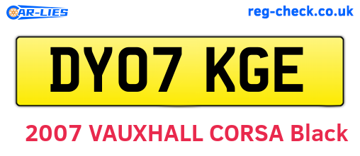 DY07KGE are the vehicle registration plates.