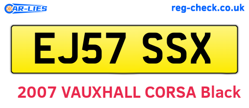 EJ57SSX are the vehicle registration plates.