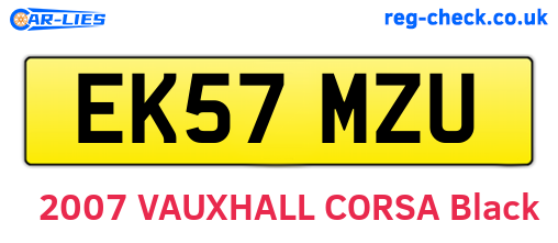 EK57MZU are the vehicle registration plates.