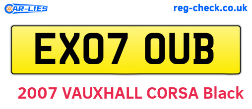EX07OUB are the vehicle registration plates.