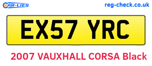 EX57YRC are the vehicle registration plates.