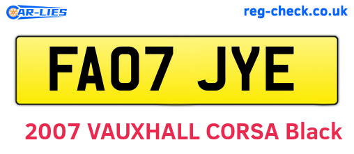 FA07JYE are the vehicle registration plates.